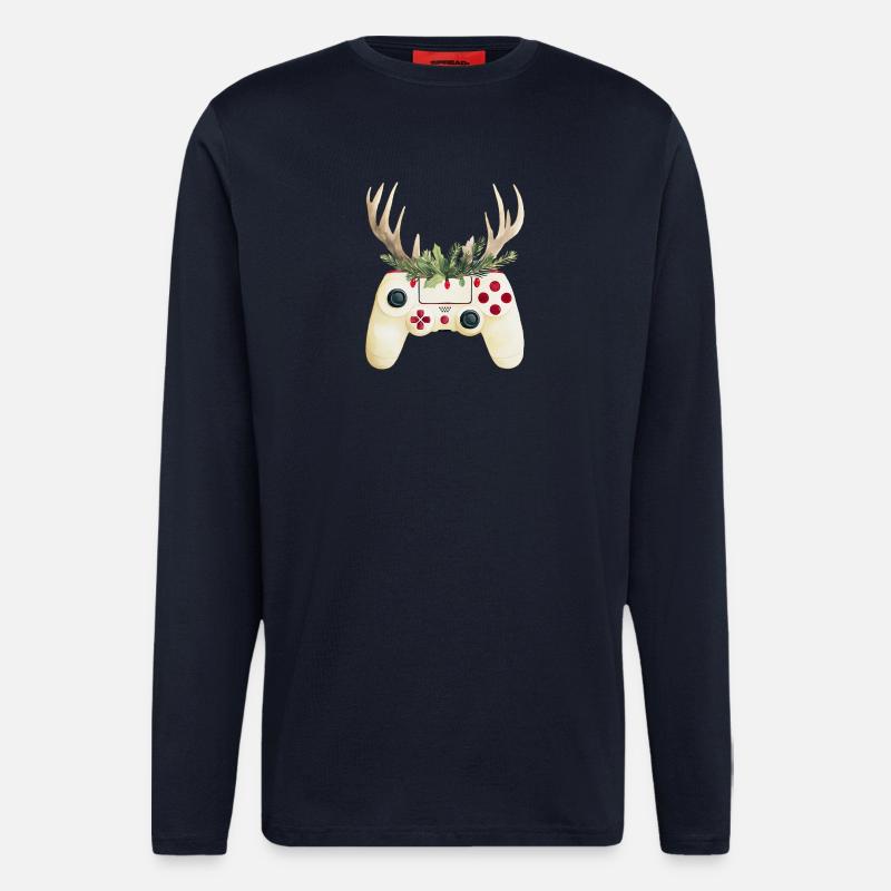 Weihnachtscontroller mit Hirschgeweih - Langarmshirt - made by SPREAD  - DARK NAVY