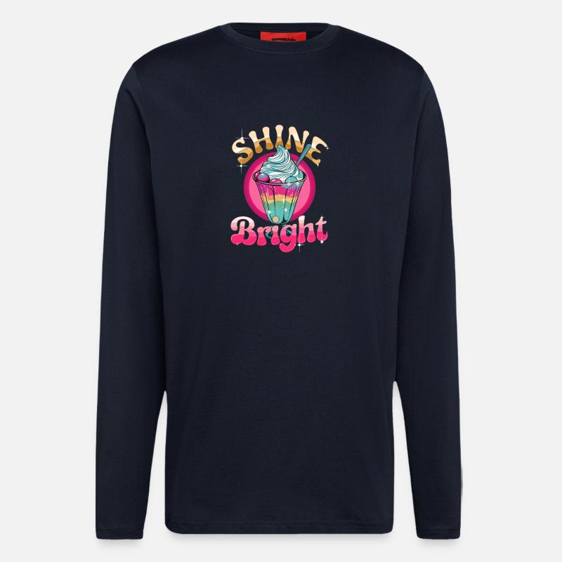  Shine Bright Bunter Eisbecher Regenbogen Dessert - Langarmshirt - made by SPREAD  - DARK NAVY