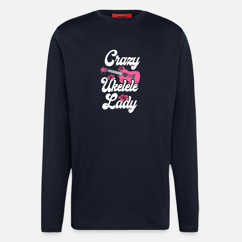 Hawaiian Ukulele Uke Crazy Ukulele - Langarmshirt - made by SPREAD  - DARK NAVY