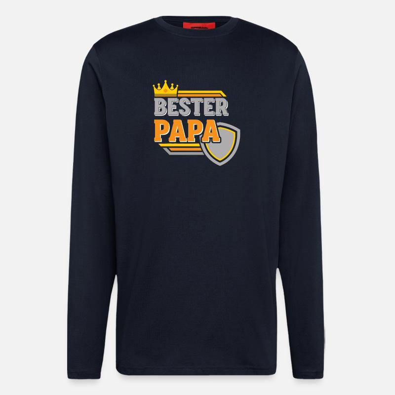 Bester Papa Krone Shield - Langarmshirt - made by SPREAD  - DARK NAVY