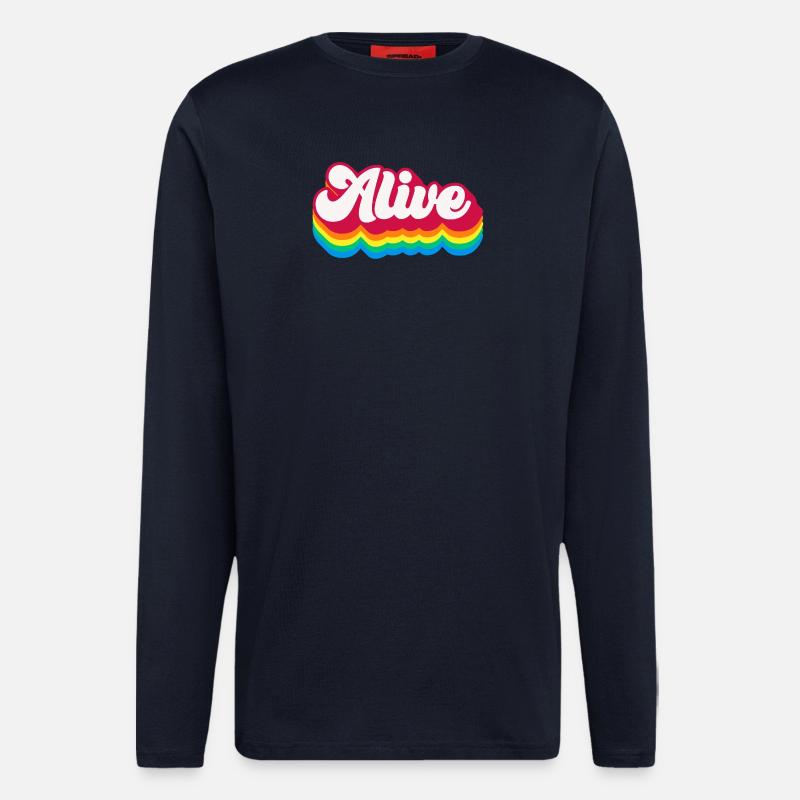 Alive - Retro Rainbow 70s - Longsleeve - made by SPREAD  - DARK NAVY