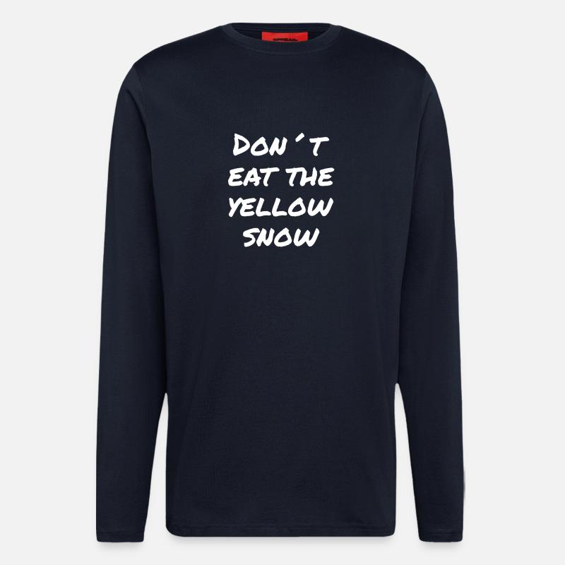 Yellow Snow Ski Warning - Langarmshirt - made by SPREAD - DARK NAVY