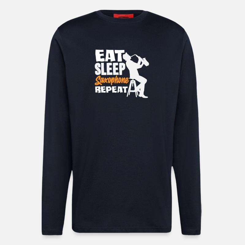 Eat Sleep Saxophone Repeat Saxophonist - Langarmshirt - made by SPREAD  - DARK NAVY