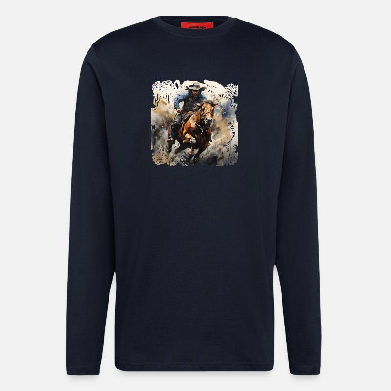 Wildwest Reiter Dynamik-Malstil - Langarmshirt - made by SPREAD  - DARK NAVY