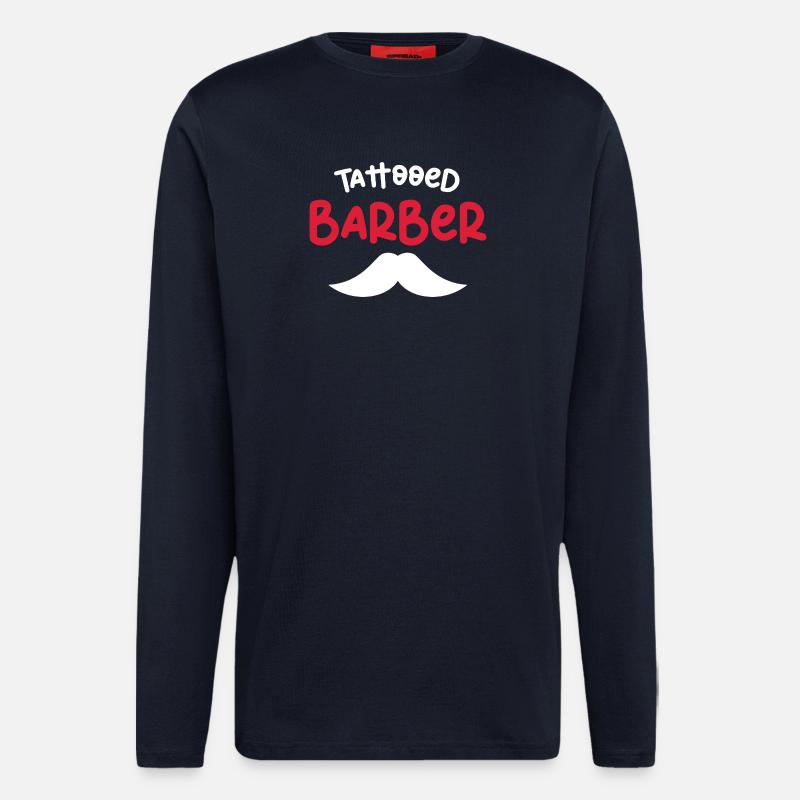 Tattooed Barber Mustache Design - Langarmshirt - made by SPREAD  - DARK NAVY