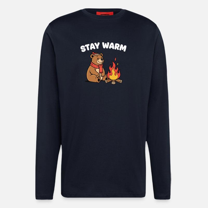 Winterbär am Lagerfeuer - Langarmshirt - made by SPREAD  - DARK NAVY