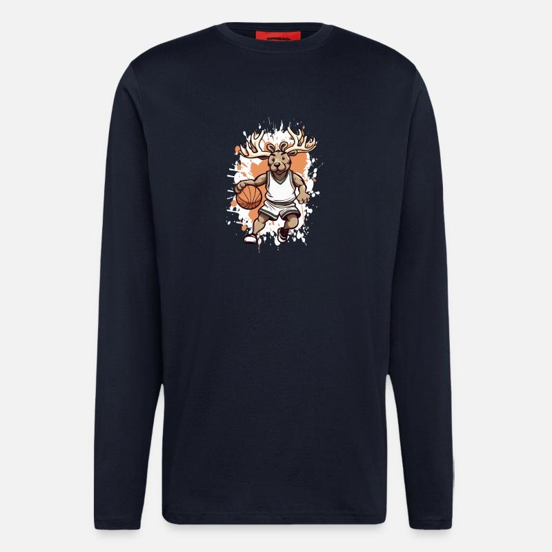 Basketball Hirsch Comic - Langarmshirt - made by SPREAD  - DARK NAVY