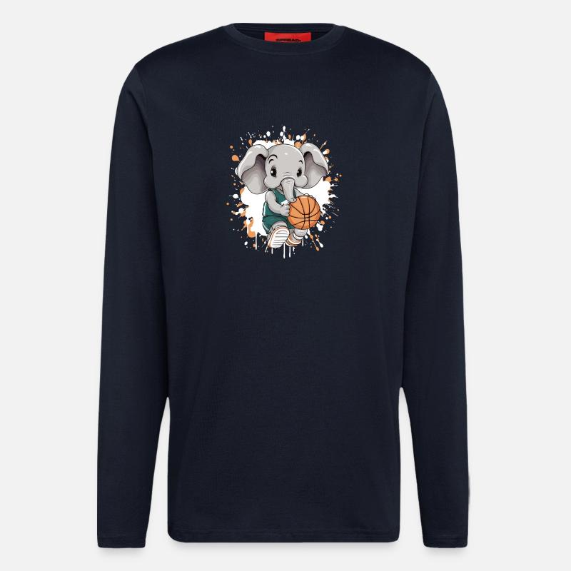 Basketball Elefant Comic - Langarmshirt - made by SPREAD  - DARK NAVY
