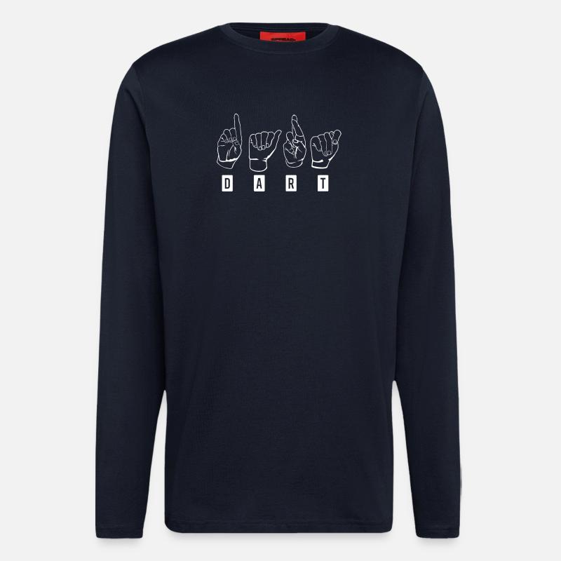 Dart,Darts,Dart-Gebärdensprache_Weiß - Langarmshirt - made by SPREAD  - DARK NAVY
