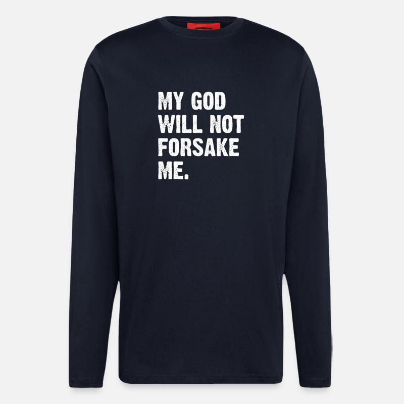 Mon Dieu ne m’abandonnera pas - Manches longues bio décontracté fabriqué en UE - DARK NAVY