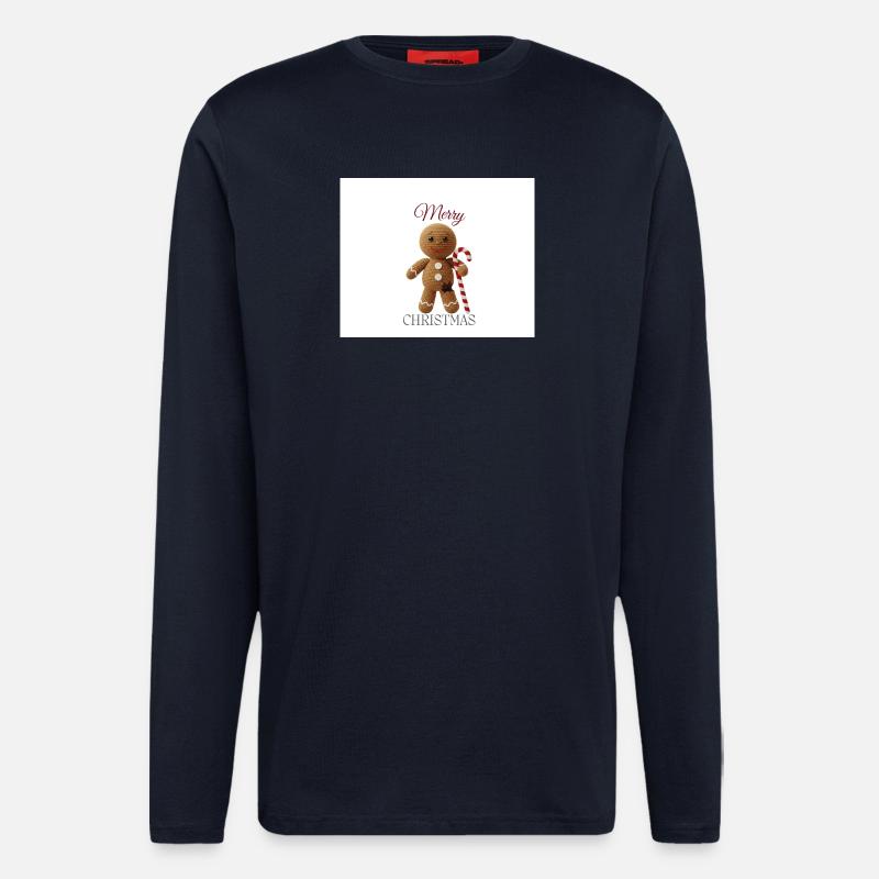 Gingerbread man with candy cane - Longsleeve - made by SPREAD  - DARK NAVY