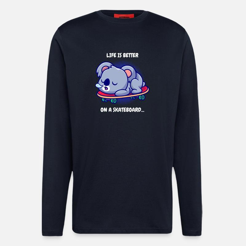 Koala auf Skateboard - Langarmshirt - made by SPREAD - DARK NAVY