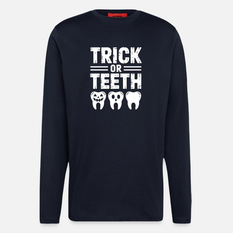 Trick oder Teeth Halloween-T-Shirt - Langarmshirt - made by SPREAD  - DARK NAVY