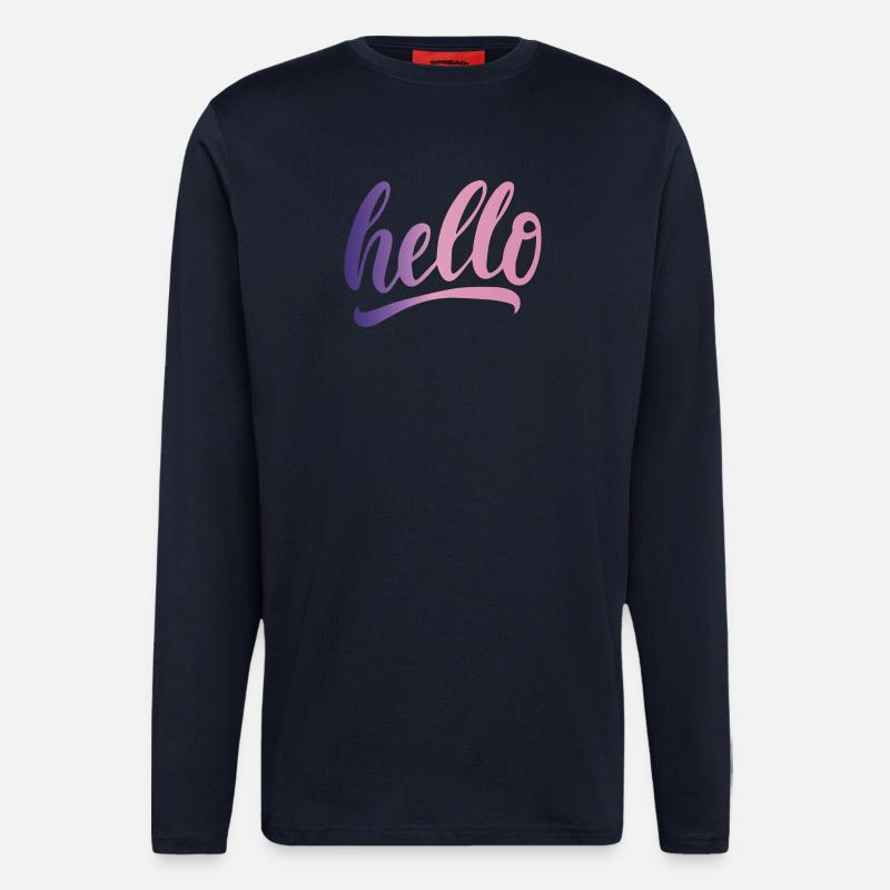 Hello greeting cheerful gradient writing - Longsleeve - made by SPREAD  - DARK NAVY