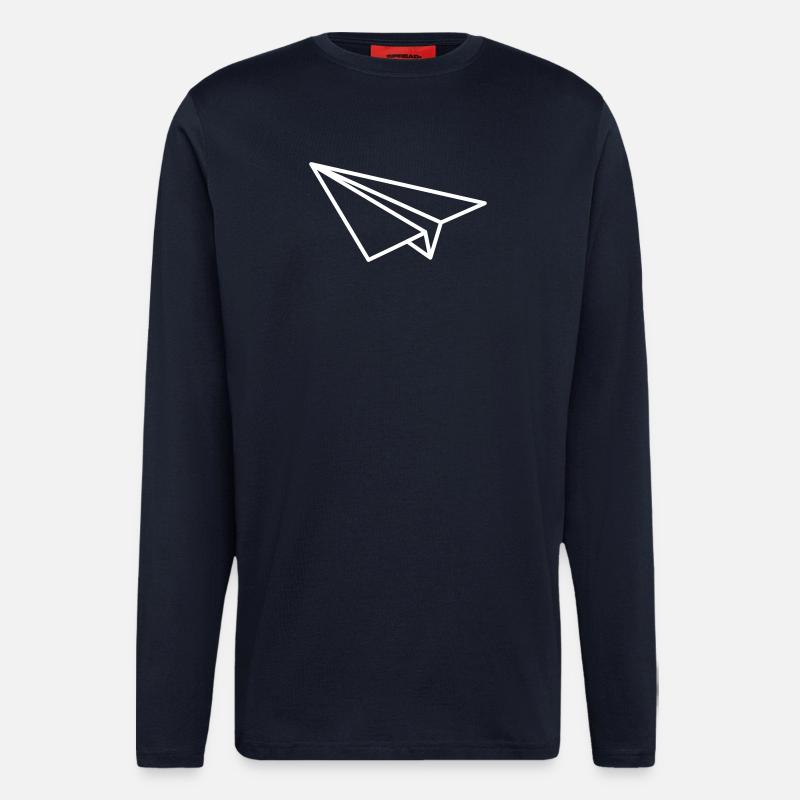 Papierflieger Linienkunst - Langarmshirt - made by SPREAD - DARK NAVY