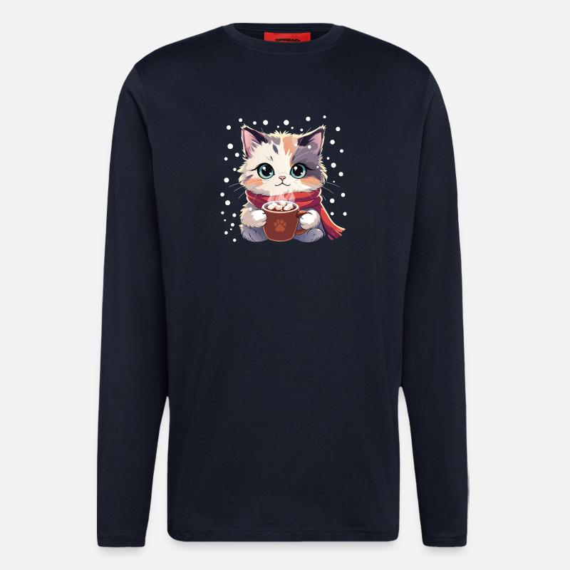 Wintergemütliches Kätzchen - Langarmshirt - made by SPREAD - DARK NAVY