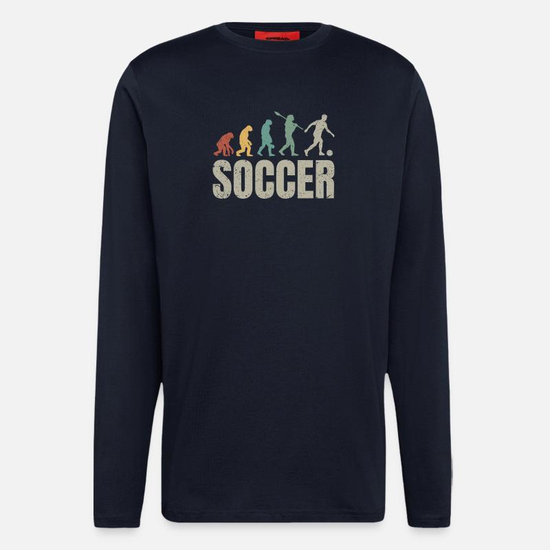 Évolution du football | Évolution du football - Manches longues bio décontracté fabriqué en UE - DARK NAVY