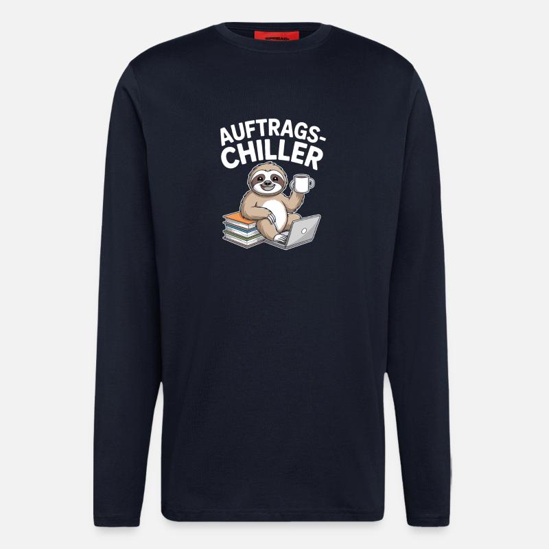 Commander Chiller Commander Chiller Bureau Sloth - Manches longues bio décontracté fabriqué en UE - DARK NAVY