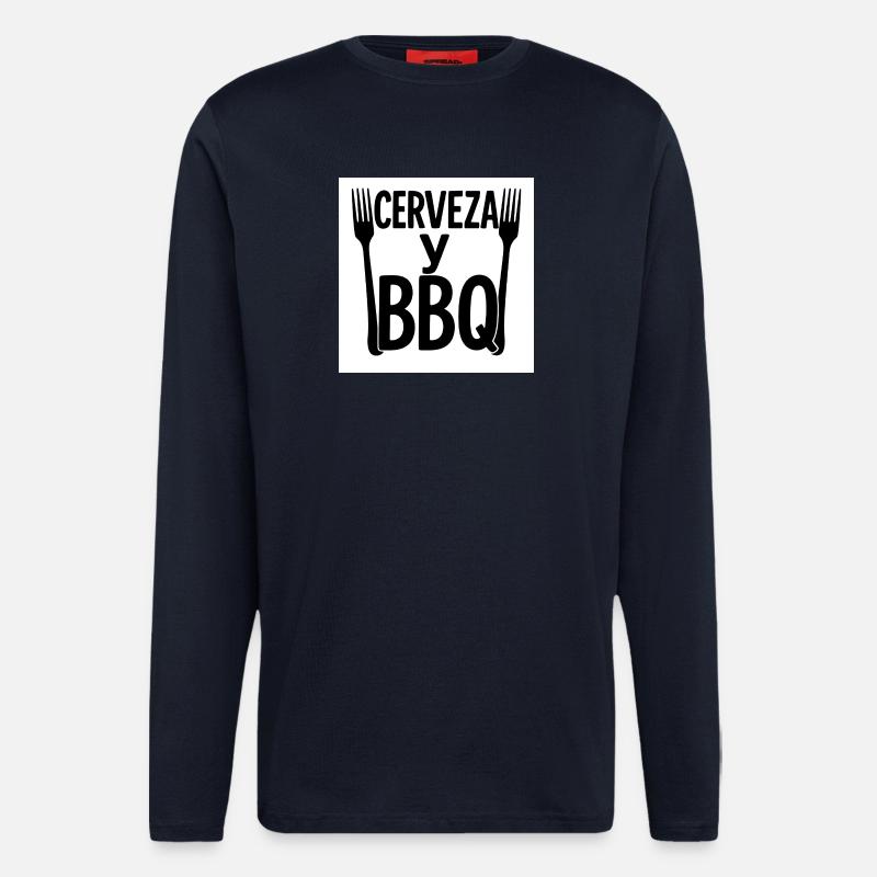 Digitales Design "Bier & BBQ" - Langarmshirt - made by SPREAD  - DARK NAVY