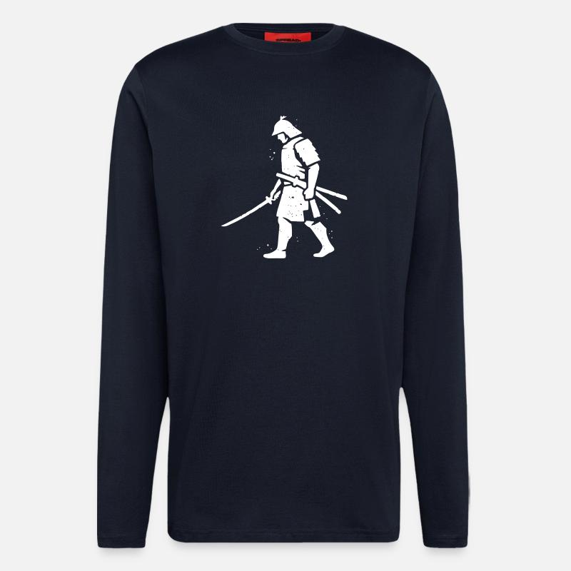 Wandernder Ronin Samurai Hut Vektor - Langarmshirt - made by SPREAD  - DARK NAVY