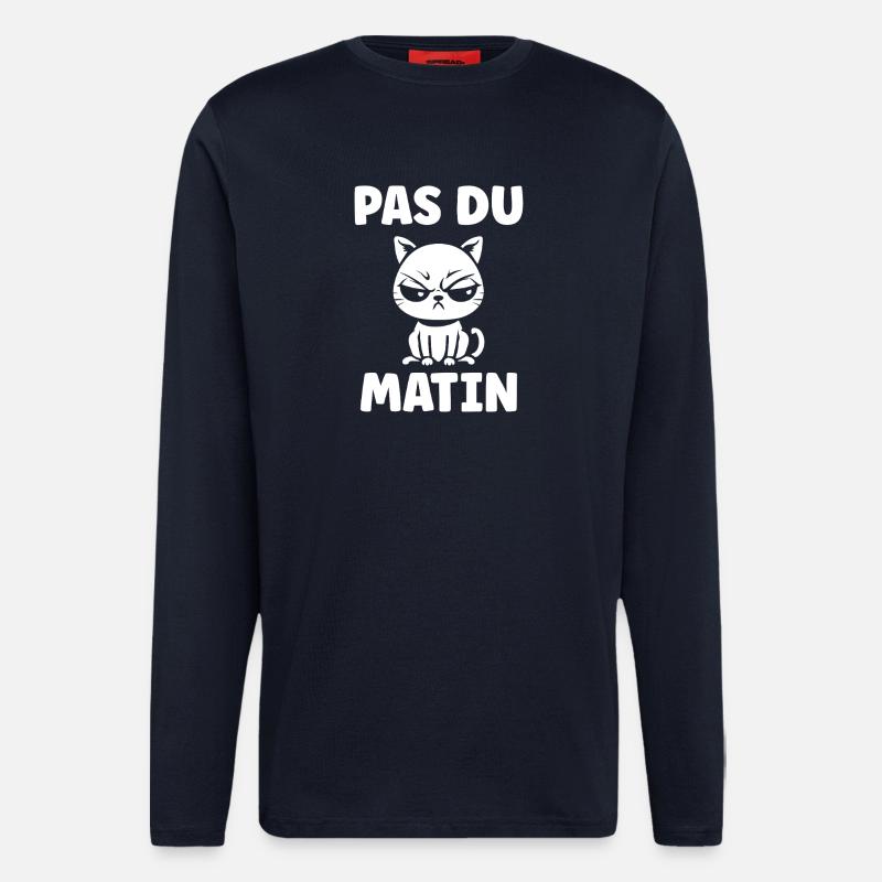 Morgen, grummelige Katze - Langarmshirt - made by SPREAD - DARK NAVY