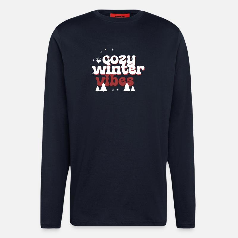 Cozy Winter Vibes Puffy Text - Longsleeve - made by SPREAD  - DARK NAVY