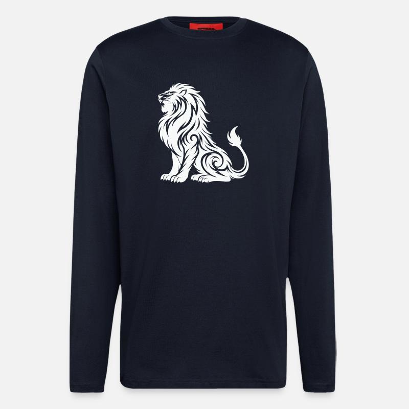 Tribal Löwe Silhouette - Langarmshirt - made by SPREAD  - DARK NAVY