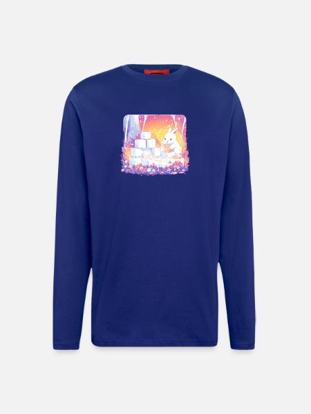 Conigli nella foresta di zucchero - Maglia a maniche lunghe ecologica casual Made in UE - DARK NAVY