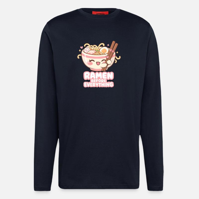 J’adore les ramen - Manches longues bio décontracté fabriqué en UE - DARK NAVY