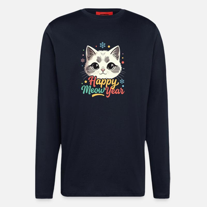 Süßer Katzen-Neujahrsregenbogen - Langarmshirt - made by SPREAD  - DARK NAVY