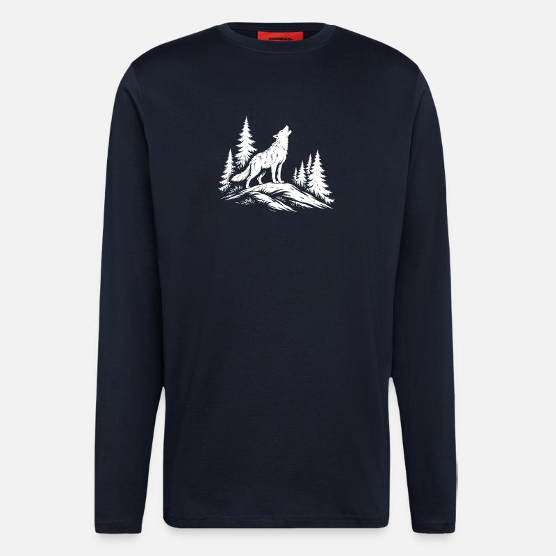 Heulender Wolf - Langarmshirt - made by SPREAD  - DARK NAVY