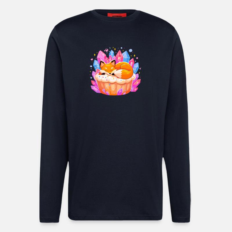 Sleeping fox in crystal cupcake - Longsleeve - made by SPREAD  - DARK NAVY