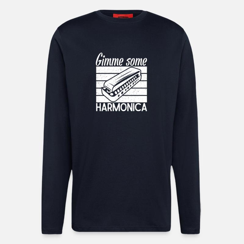 Harmonica Musican Gimme Some Harmonica - Langarmshirt - made by SPREAD - DARK NAVY