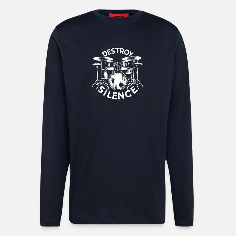 Destroy Silence Drummer - Langarmshirt - made by SPREAD  - DARK NAVY
