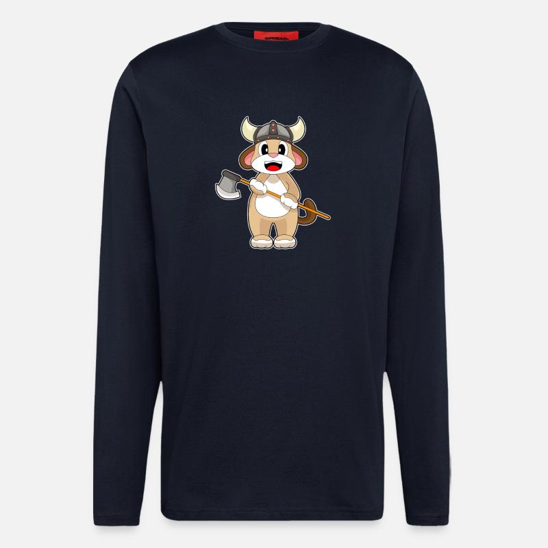 Hund Vikinger Axt - Langarmshirt - made by SPREAD  - DARK NAVY