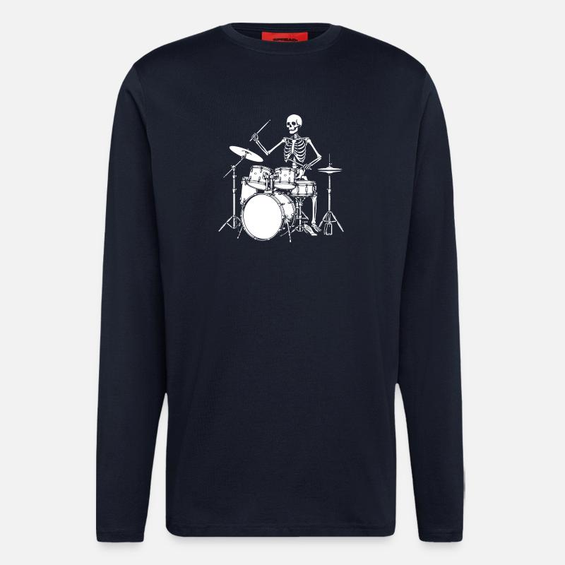 Skeleton Drummer Jam - Longsleeve - made by SPREAD  - DARK NAVY