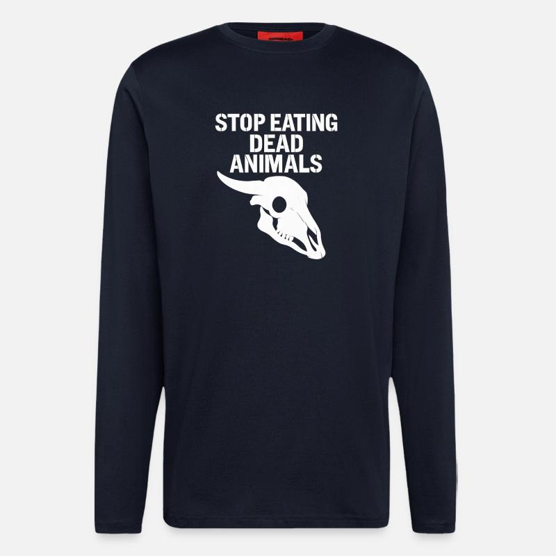 Stop Eating Dead Animals Skull - Longsleeve - made by SPREAD  - DARK NAVY