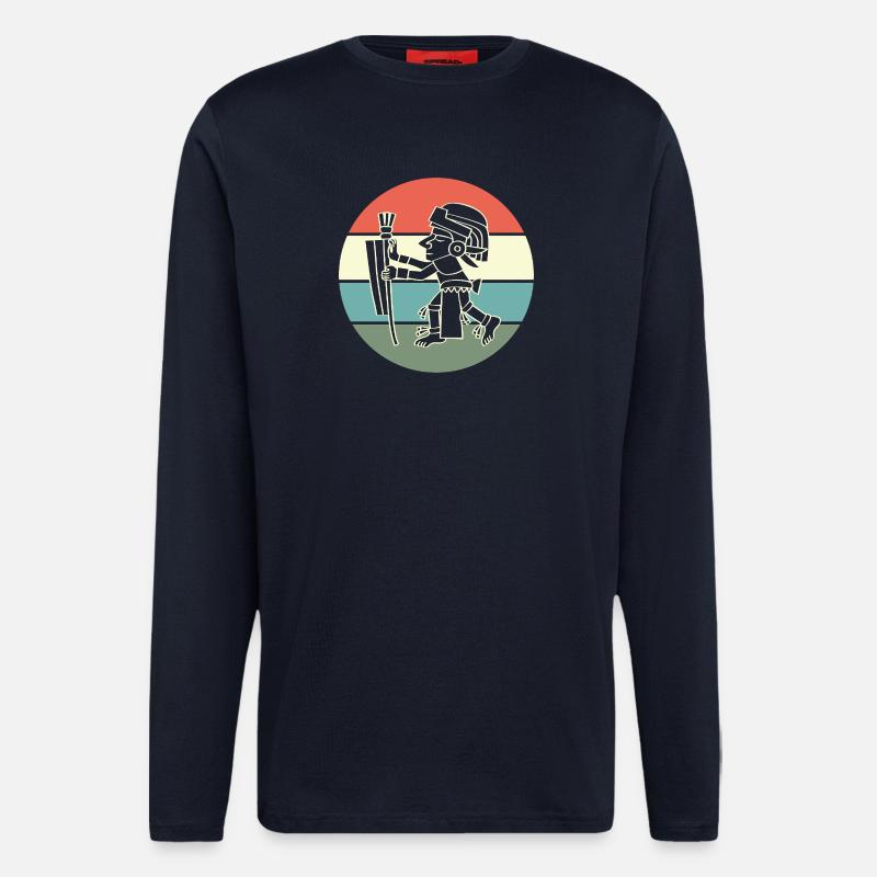 aztec Maya kalender Inka - Langarmshirt - made by SPREAD  - DARK NAVY