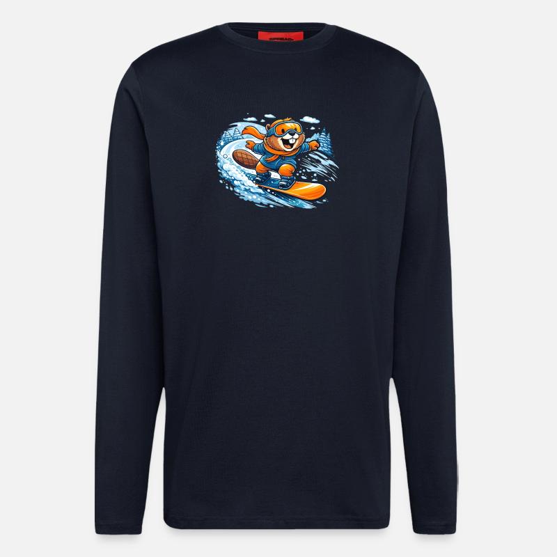 Biber Snowboard Winter - Longsleeve - made by SPREAD  - DARK NAVY