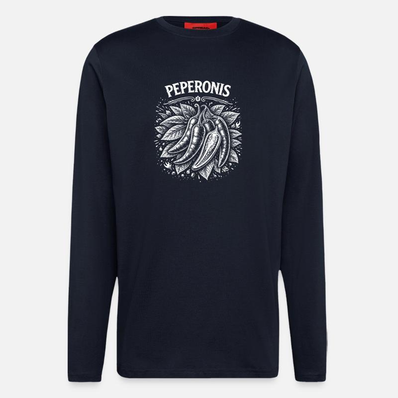 Chili Peperoni Linienkunst - Langarmshirt - made by SPREAD  - DARK NAVY