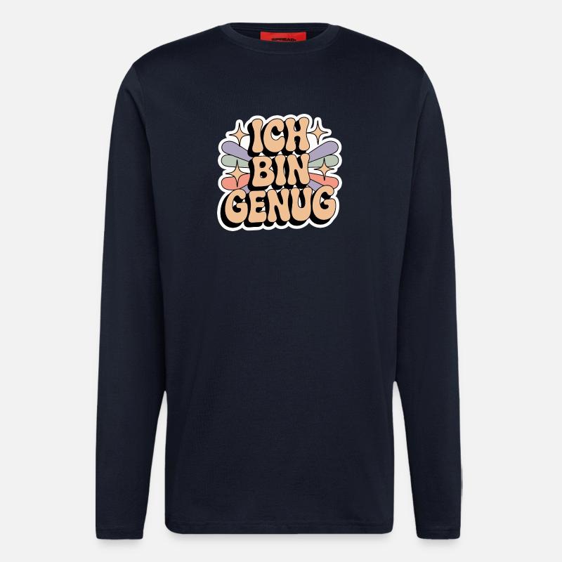 Ich bin genug – Retro Statement - Langarmshirt - made by SPREAD  - DARK NAVY