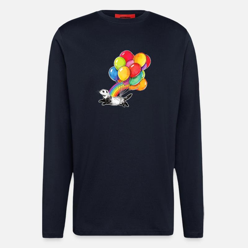 Frettchenballons und Regenbogen - Langarmshirt - made by SPREAD  - DARK NAVY
