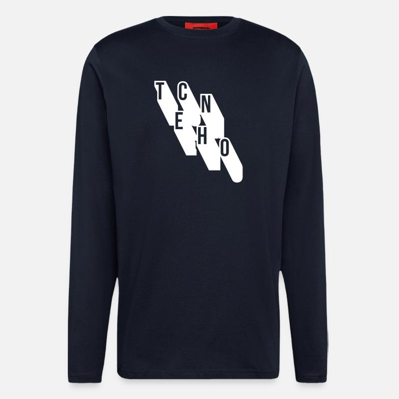 Techno-Musik geometrisches Logodesign - Langarmshirt - made by SPREAD  - DARK NAVY