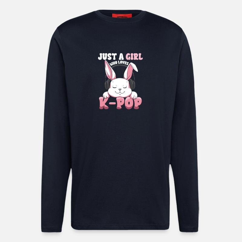 K-Pop Bunny  mit Kopfhörern - Langarmshirt - made by SPREAD  - DARK NAVY