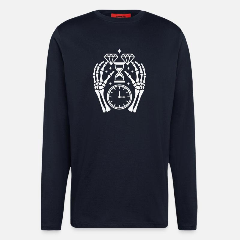 Time Diamonds and Skeleton Hands - Longsleeve - made by SPREAD  - DARK NAVY
