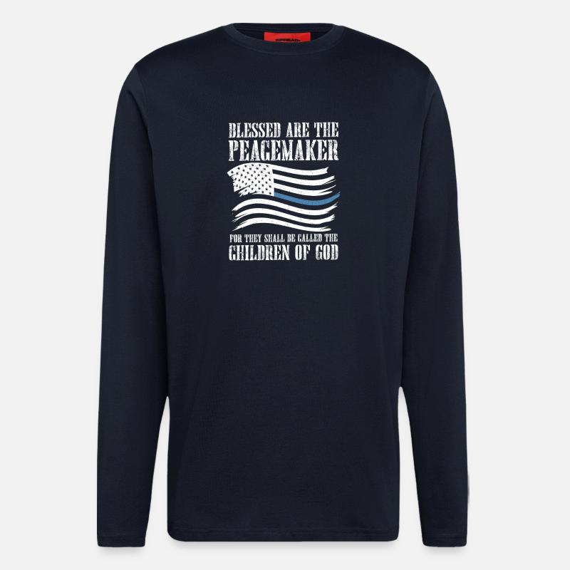 Peacemaker Flag Bible Verse Shirt - Longsleeve - made by SPREAD  - DARK NAVY
