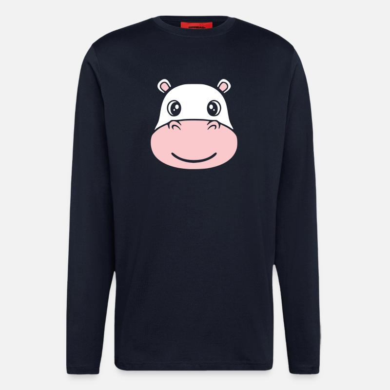 Hippopotamus Head Face Mask Smile - Longsleeve - made by SPREAD  - DARK NAVY