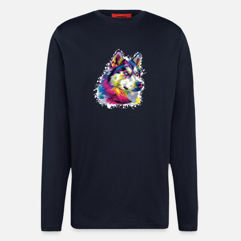 Wolf Tier Art - Langarmshirt - made by SPREAD  - DARK NAVY