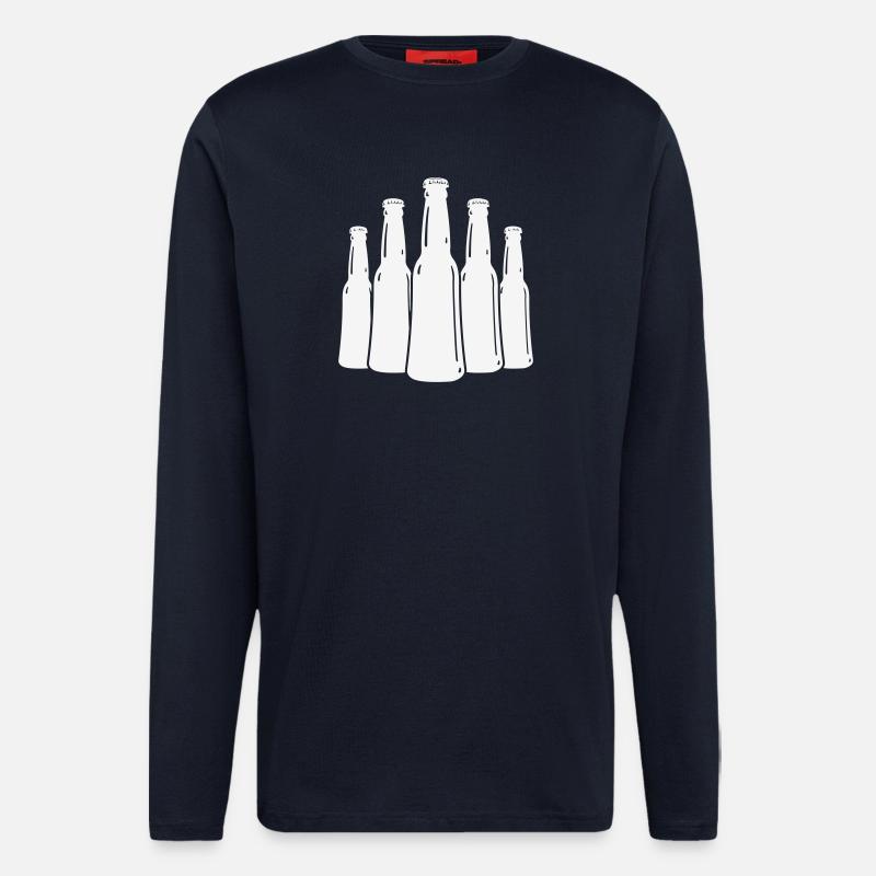 Silhouette des bouteilles de bière - Manches longues bio décontracté fabriqué en UE - DARK NAVY