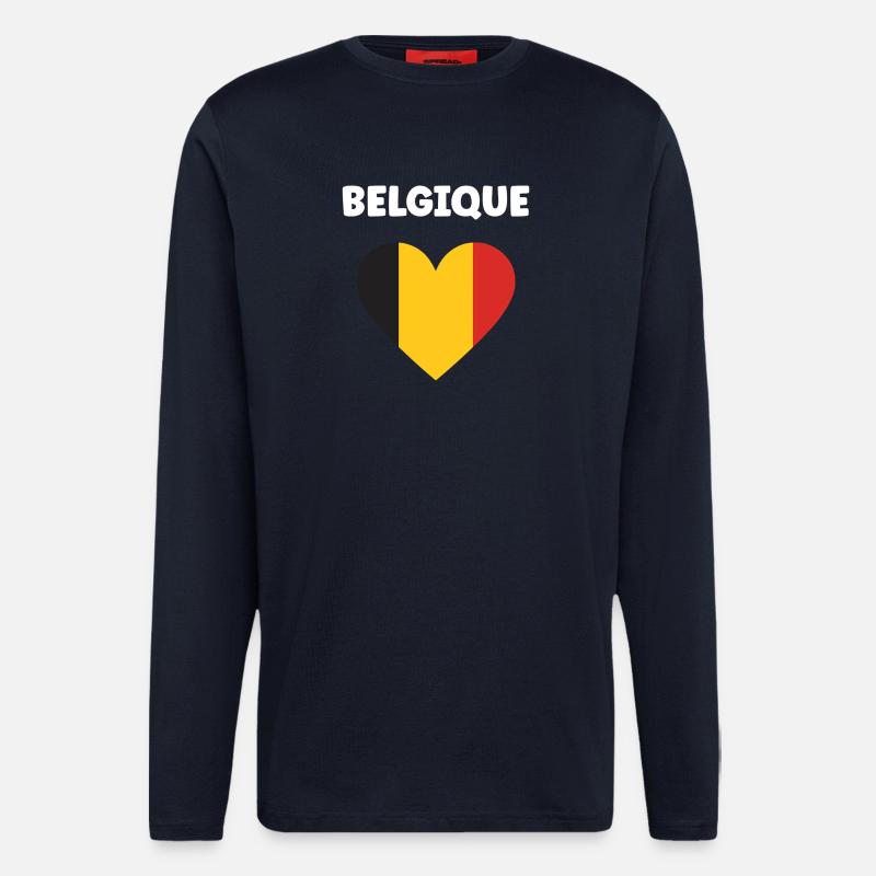 Belgische Herz-Trikolore - Langarmshirt - made by SPREAD  - DARK NAVY